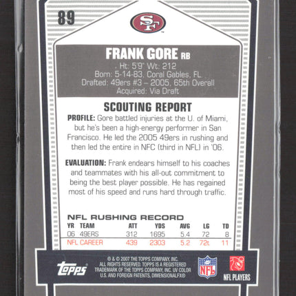 2007 Topps DPP Frank Gore #89 Auto IP
