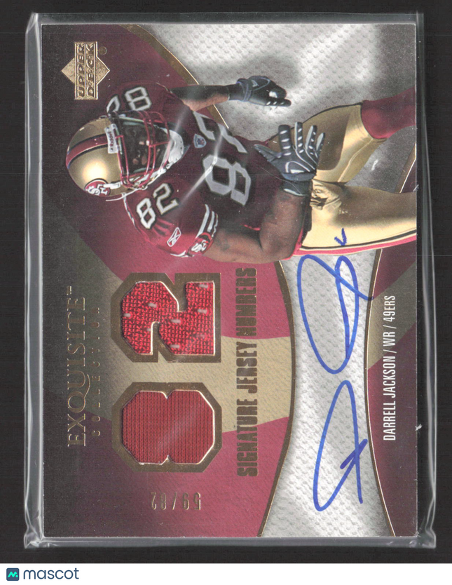 2007 UD Exquisite Signature Jersey Numbers Darrell Jackson Patch Auto /82