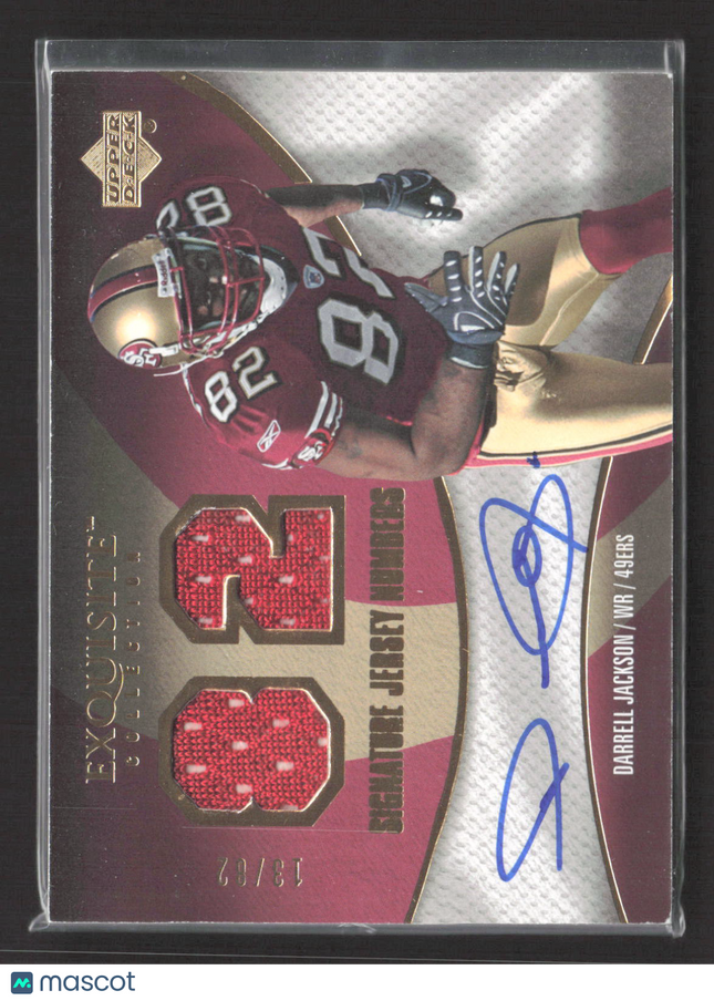 2007 UD Exquisite Signature Jersey Numbers Darrell Jackson Patch Auto /82