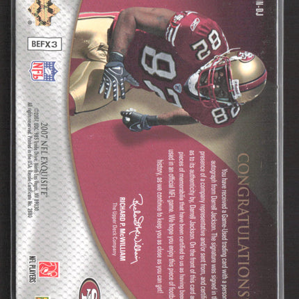 2007 UD Exquisite Signature Jersey Numbers Darrell Jackson Patch Auto /82