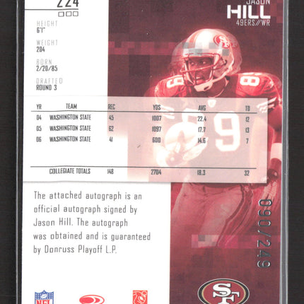2007 Leaf Rookies & Stars Jason Hill #224 Patch Auto /249