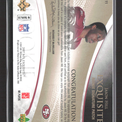 2007 UD Exquisite Jason Hill #111 Rookie Signature Patch Auto Gold 1/1