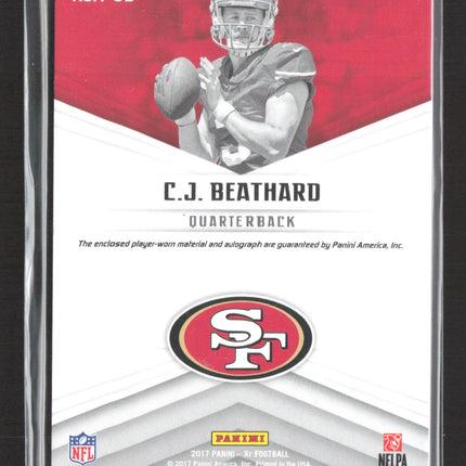 2017 Panini XR C.J. Beathard #RSA-CB Patch Memorabilia 12/99 Jersey Auto