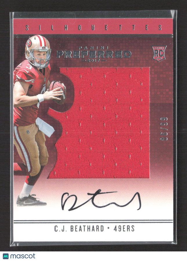 2017 Panini Preferred Silhouettes C.J. Beathard #92 Jersey Patch RC Auto /99