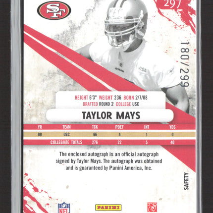 2010 Panini Rookies & Stars Taylor Mays #297 Patch Auto /299