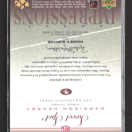 2002 Upper Deck Sweet Spot Sweet Impressions Garrison Hearst #SI-GH 159/450 Auto