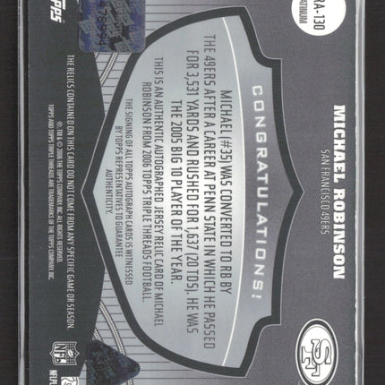 2006 Topps Triple Threads Michael Robinson Platinum 1/1 Triple Jersey Auto