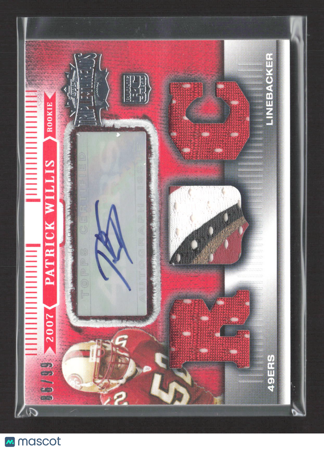 2007 Topps Triple Threads Patrick Willis #105 Triple Relic Patch 86/99 Auto
