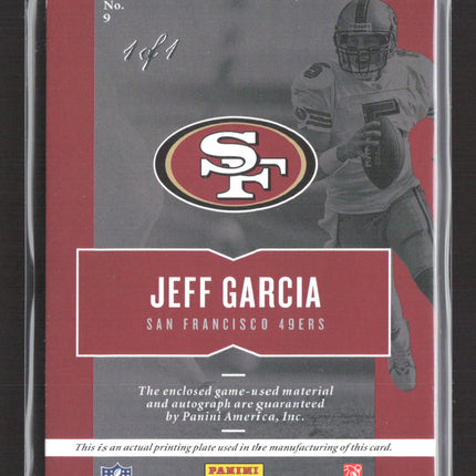 2017 Preferred Jeff Garcia #9 of Game-used Patch Printing Plate Auto 1/1