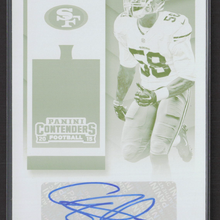 2015 Panini Contenders Ticket Eli Harold #130 Yellow Printing Plate 1/1 Auto