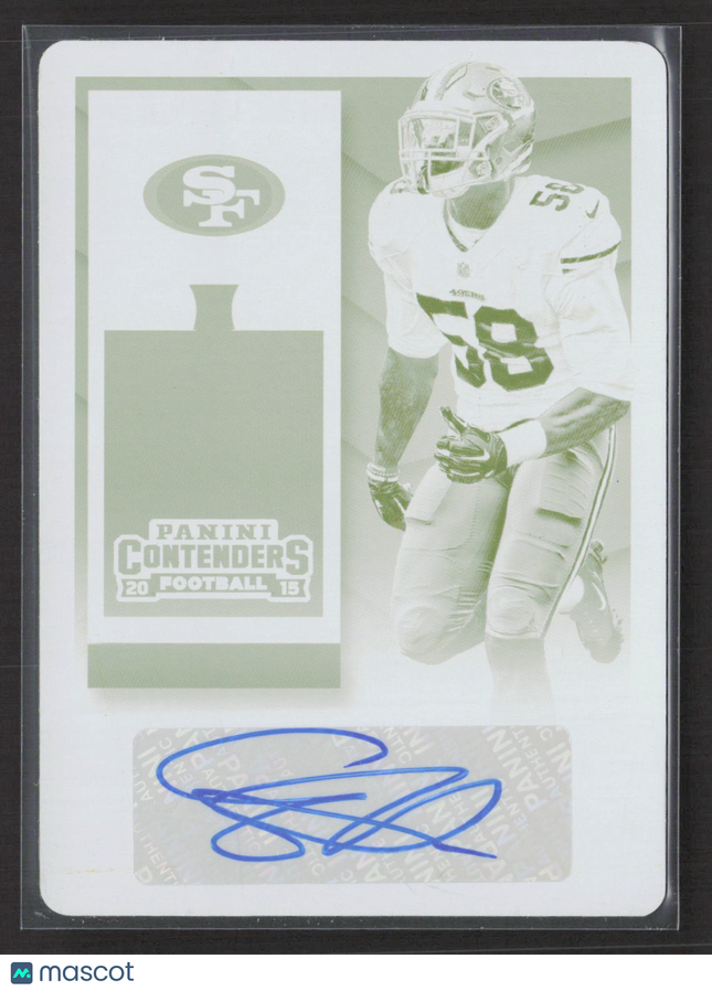 2015 Panini Contenders Ticket Eli Harold #130 Yellow Printing Plate 1/1 Auto