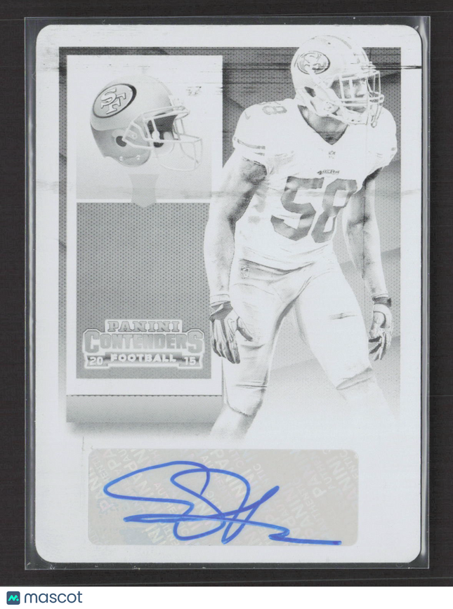 2015 Contenders Rookie Ticket Eli Harold Black Plate Printing Plate 1/1 Auto