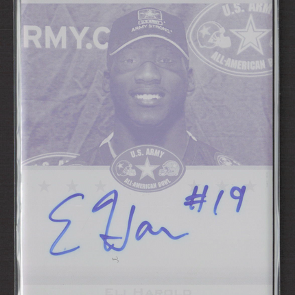 2012 Leaf US Army All American Eli Harold #TAEH1 Magenta Printing Plate 1/1 Auto