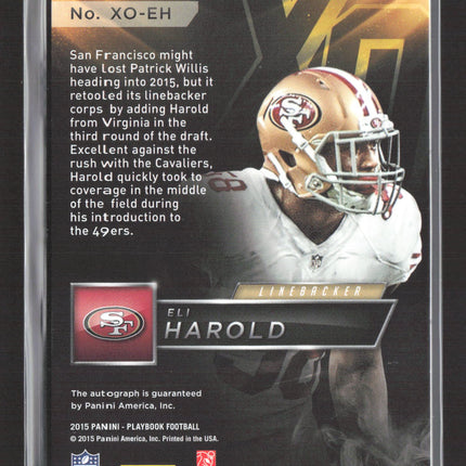 2015 Panini Playbook Eli Harold #XO-EH RC 13/25 Auto