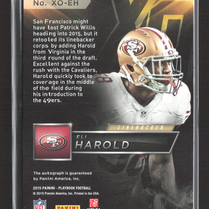 2015 Panini Playbook Eli Harold #XO-EH 1/1 Platinum RC Auto