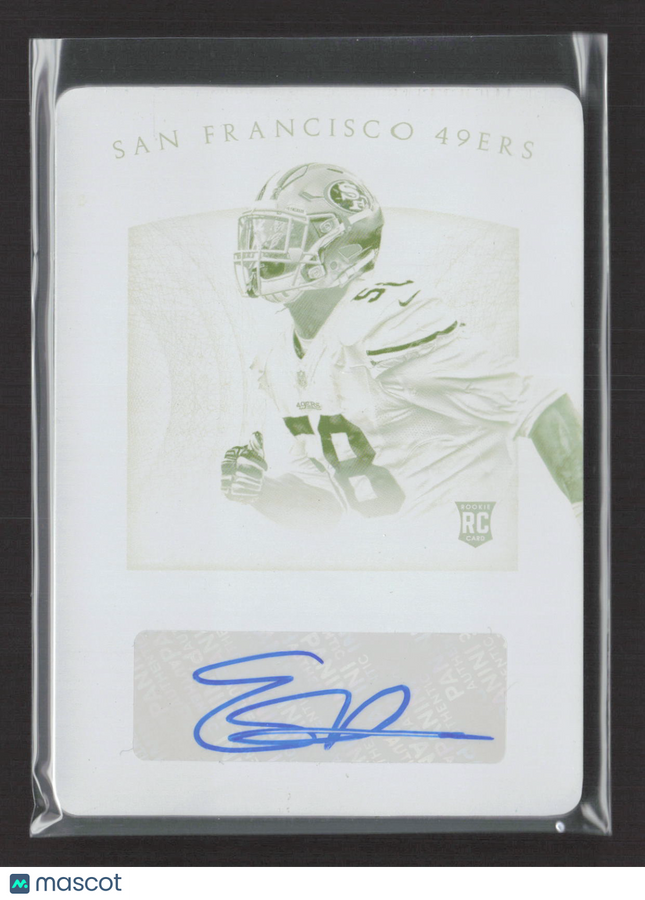 2015 Panini National Treasures Eli Harold #163 Cyan Printing Plate Rc Auto 1/1