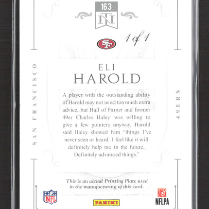 2015 Panini National Treasures Eli Harold #163 Cyan Printing Plate Rc Auto 1/1