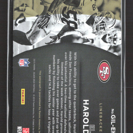 2016 Panini Black Gold Gilded Signatures Eli Harold #GIL-EH RC Gold Auto 1/1