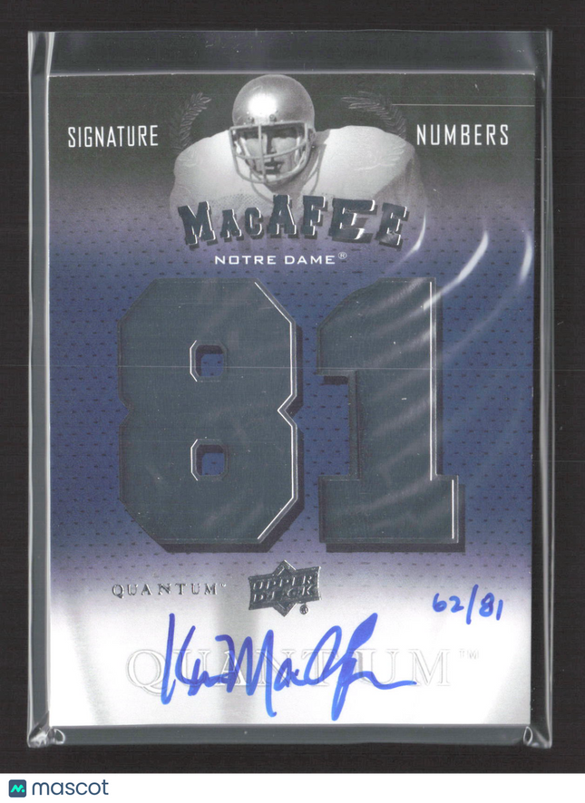 2013 Upper Deck Quantum Signature Numbers Ken MacAfee #SN-KM 62/81 Auto