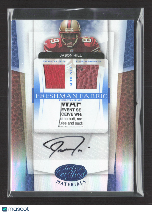 2007 Certified Materials Freshman Fabric Jason Hill #214 Helmet Tag Patch /50