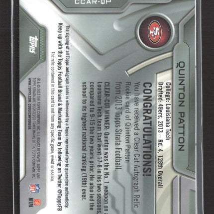 2013 Topps Strata Quinton Patton #CCAR-QP 23/25 Patch RC Auto