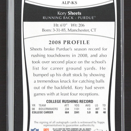 2009 Topps College Logo Patch Kory Sheets #ALP-KS College Logo Patch Auto