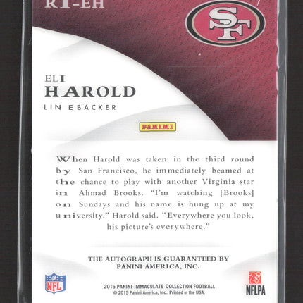 2015 Panini Immaculate Rookie Ink Eli Harold #RI-EH RC 03/10 Auto Gold