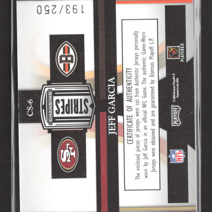 2005 Playoff Prestige Changing Stripes Jeff Garcia #CS-6 Jersey Dual /250