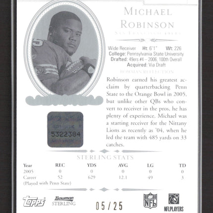 2006 Bowman Sterling Michael Robinson #BS-MR Black Refractor Jersey Auto /25