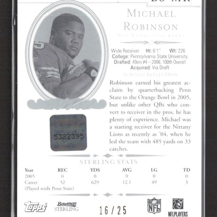 2006 Bowman Sterling Michael Robinson #BS-MR Black Refractor Jersey Auto /25