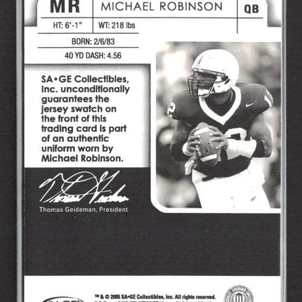 2005 SAGE HIT Michael Robinson #MR Jersey