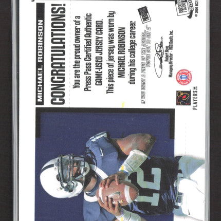 2006 Press Pass SE Michael Robinson #JC/MR Game-Used Jersey