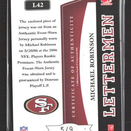 2006 Leaf Limited Lettermen Michael Robinson #L42 Game-Worn Jersey Name Plate /9