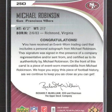 2006 Upper Deck SP Authentic Michael Robinson #250 Rookie Patch 770/999 Auto