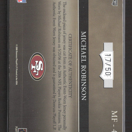 2006 Playoff Absolute Marks of Fame Michael Robinson #MF-43 Jersey /50