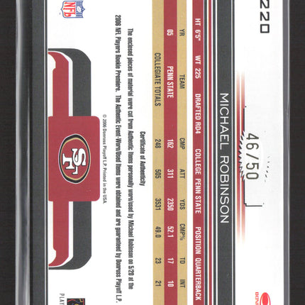 2006 Donruss Gridiron Gear Gridiron Gems Michael Robinson #220 Patch Auto /50