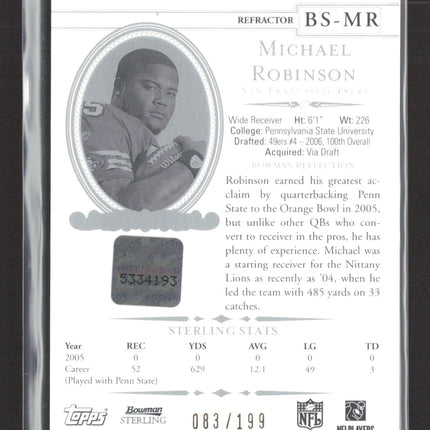 2006 Bowman Sterling Michael Robinson #BS-MR Refractor Jersey Auto /199