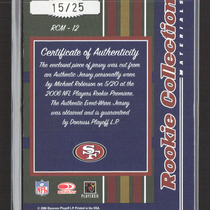 2006 Donruss Threads Rookie Materials Michael Robinson #RCM-12 Jersey Auto /25