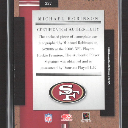 2006 Donruss Threads Michael Robinson #227 Nameplate Patch Auto /240