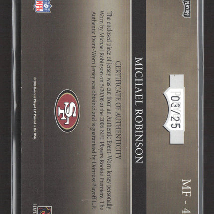 2006 Playoff Absolute Marks of Fame Michael Robinson #MF-43 Jersey Auto /25