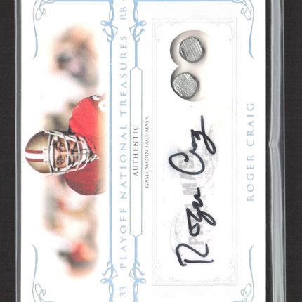 2007 Playoff National Treasures Roger Craig #69 Game-Worn Face Mask Auto /25