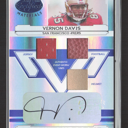 2006 Leaf Certified Freshman Fabric Vernon Davis #213 Helmet Jersey Auto /50