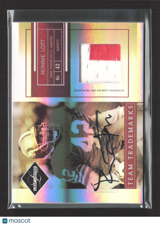2007 Limited Team Trademarks Ronnie Lott #TT-29 Prime Patch Game-Worn Auto /15