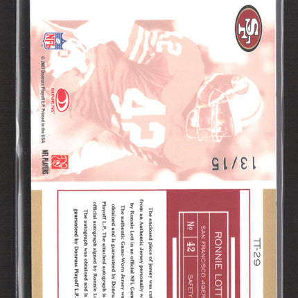 2007 Limited Team Trademarks Ronnie Lott #TT-29 Prime Patch Game-Worn Auto /15