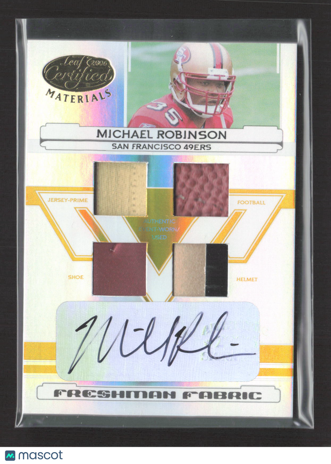 2006 Certified Freshman Fabric Michael Robinson #212 Helmet Patch Shoe Auto /25