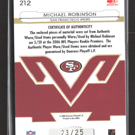 2006 Certified Freshman Fabric Michael Robinson #212 Helmet Patch Shoe Auto /25