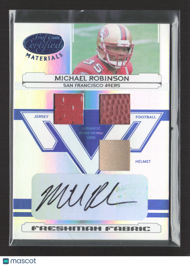 2006 Certified Freshman Fabric Michael Robinson #212 Helmet Jersey Auto /50