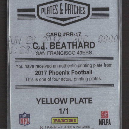 2017 Plates & Patches Phoenix Rc Rising C.J. Beathard Yellow Printing Plate 1/1