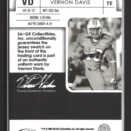 2005 SA-GE HIT Vernon Davis #VD Authentic Jersey