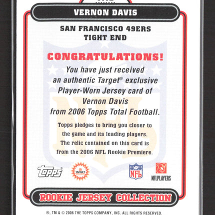 2006 Topps Total Vernon Davis #61TE Authentic Player-Worn Jersey